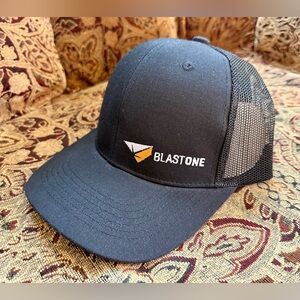 BlastOne USA Sandblasting Trucker Hat Black Mesh Adjustable Orange White